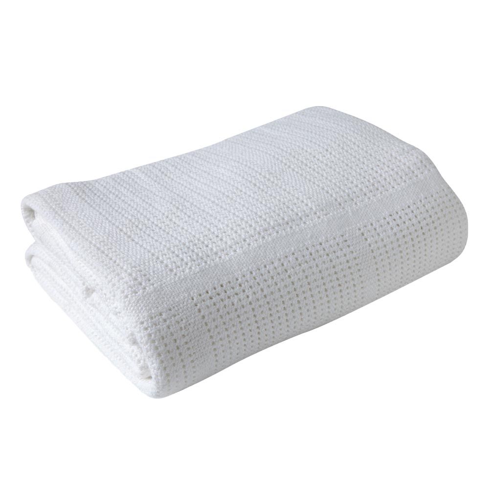 Clair de Lune - Soft Cotton Cellular Cot Blanket - White