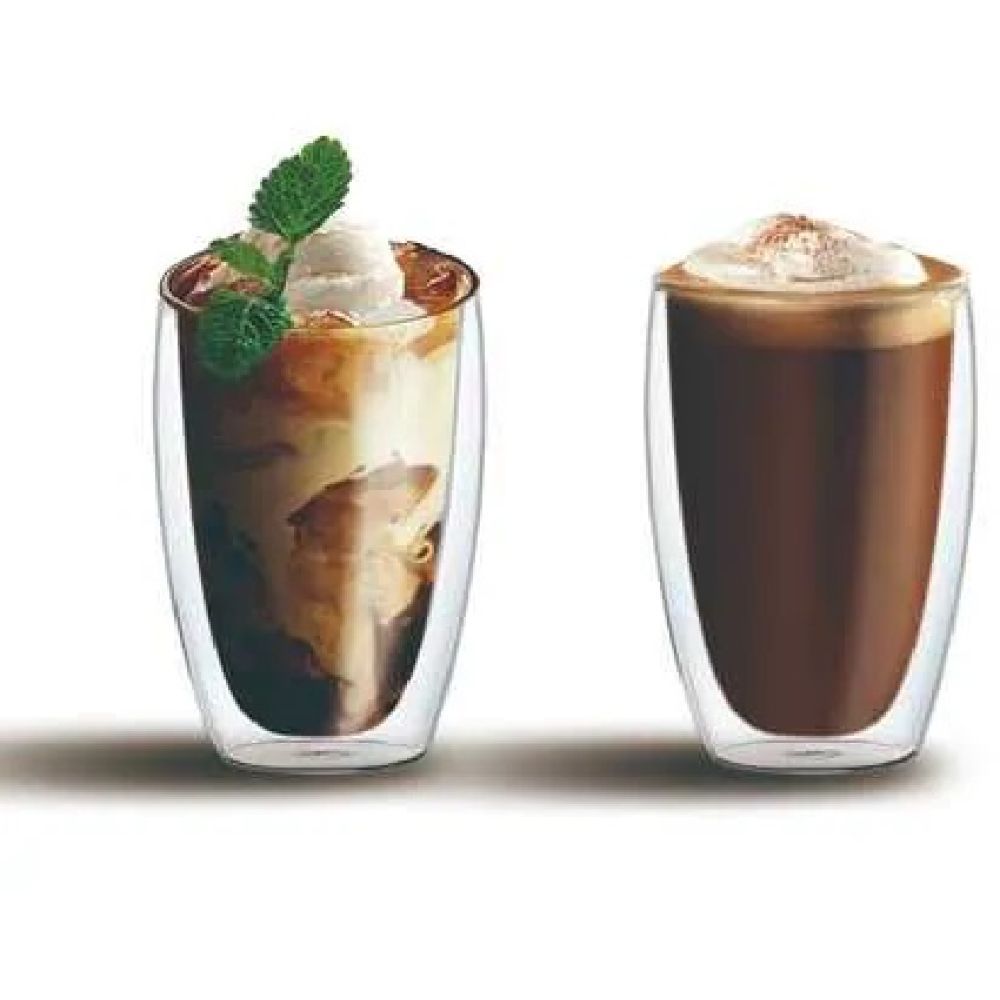 1Chase - Double Wall Glass Cup 450ml - Pack of 2