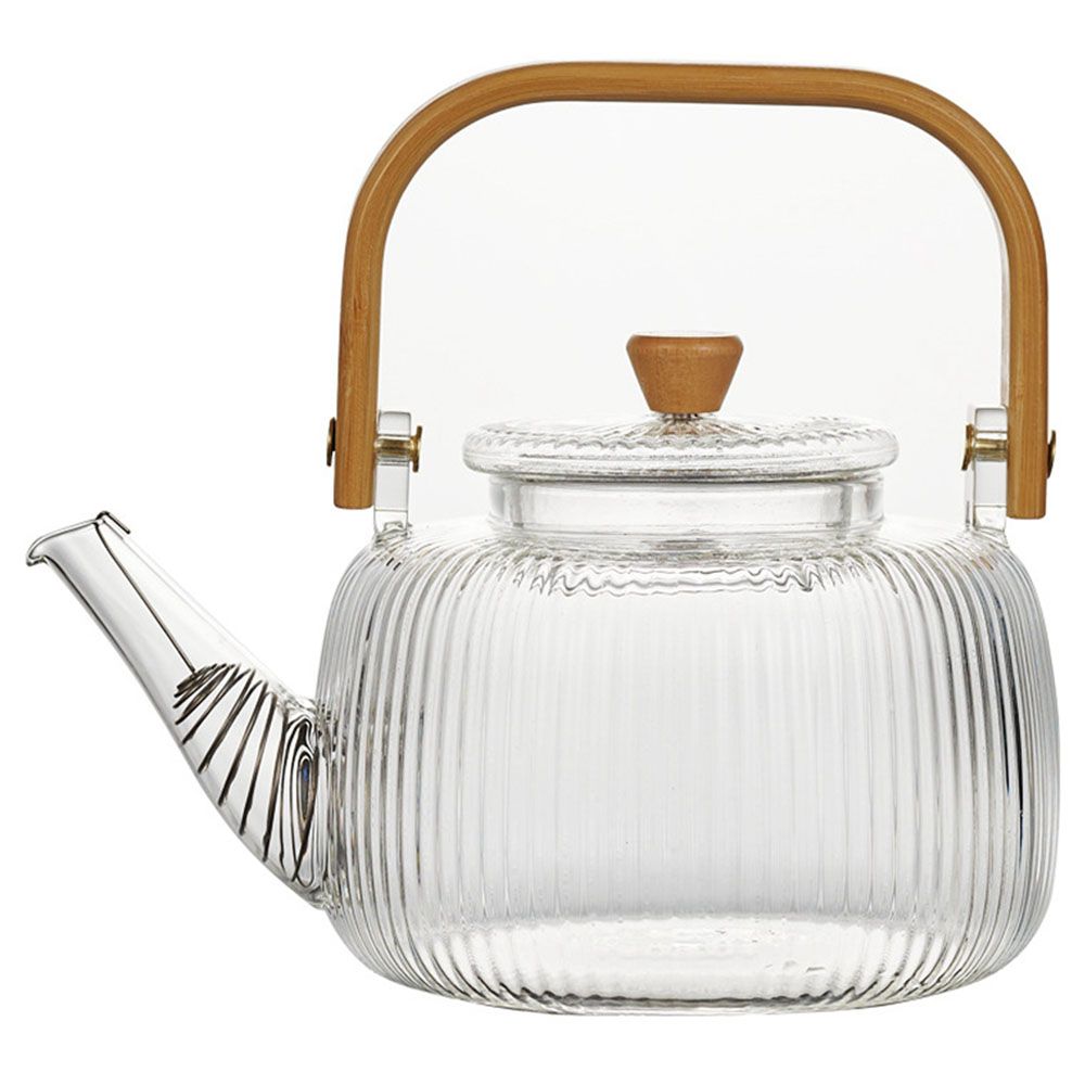 1Chase - Borosilicate Glass Teapot w/ Bamboo Handle & Lid 1000ml
