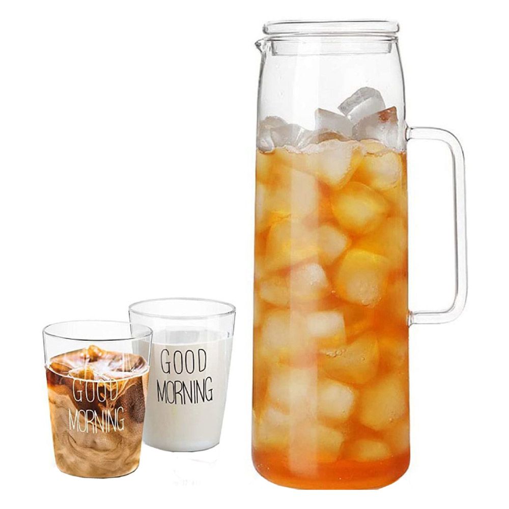 1Chase - Borosilicate Water Jug 1500ml & 2 GM Printed Glasses