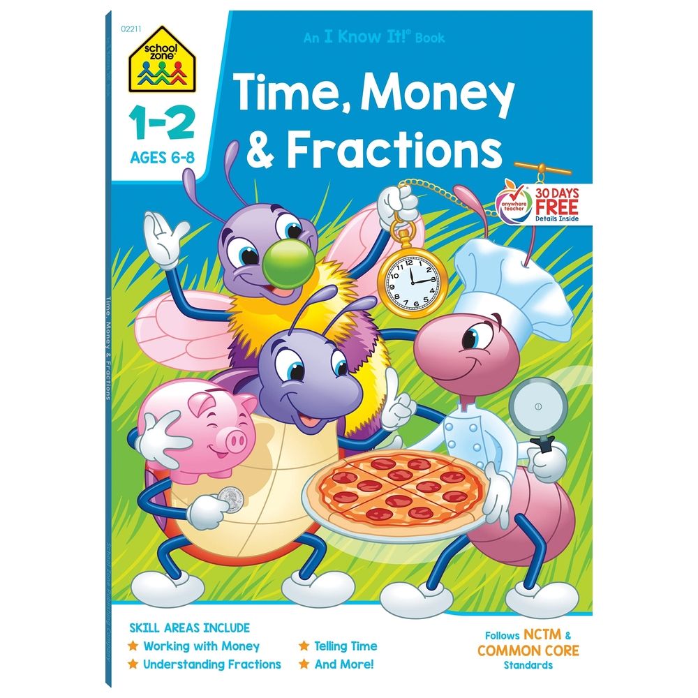 Time, Money & Fractions 1-2 Deluxe Edition Workbook