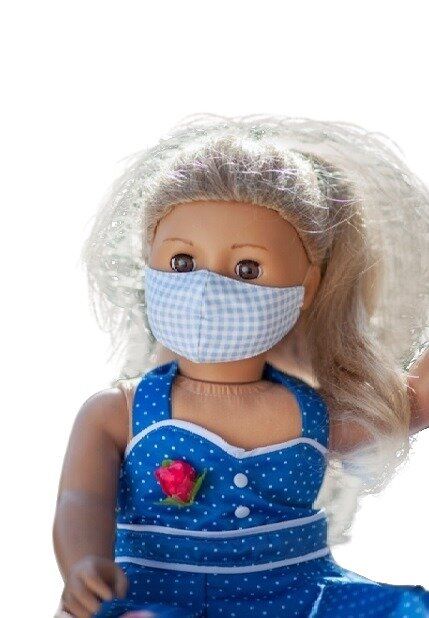 Coochy Coo - Doll Size Cotton Reusable Face Mask - Blue