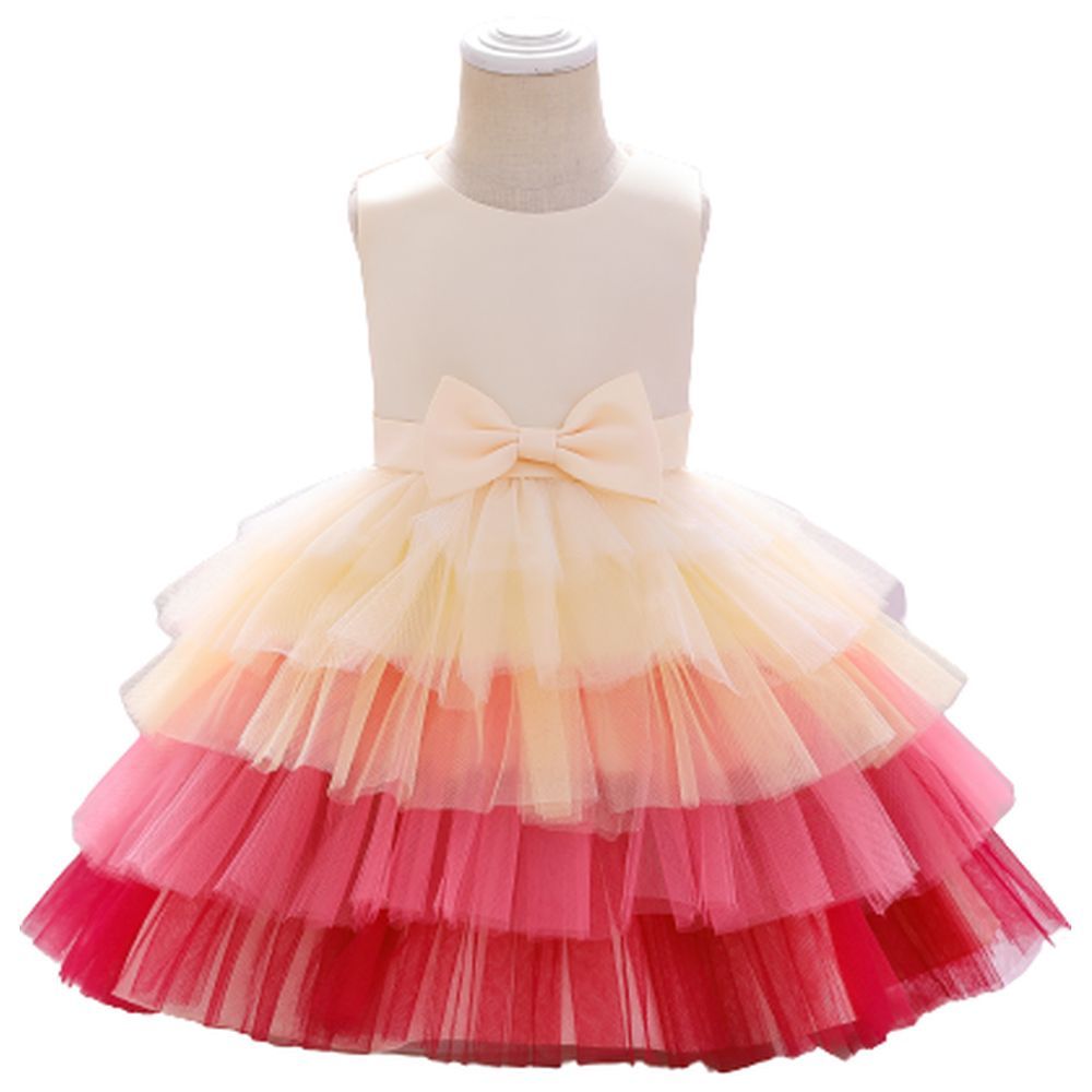 D' Daniela - Toddler Girls Ombre Layered Dress - Orange
