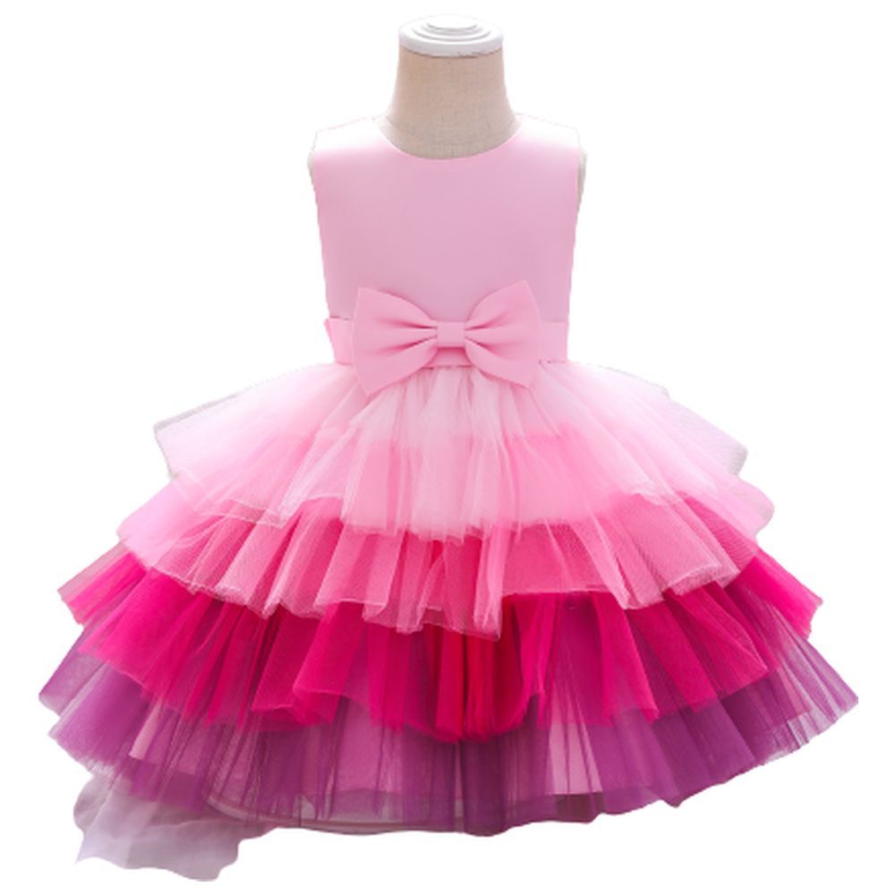 D' Daniela - Toddler Girls Ombre Layered Dress - Pink