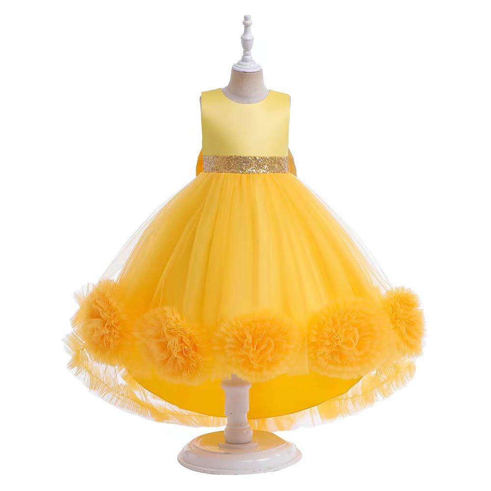 Ddaniela - Layered Tutu Gown Party Canary Dress - Yellow