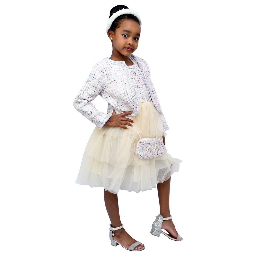 D' Daniela - Julietta Party Dress W/ Jacket - Beige