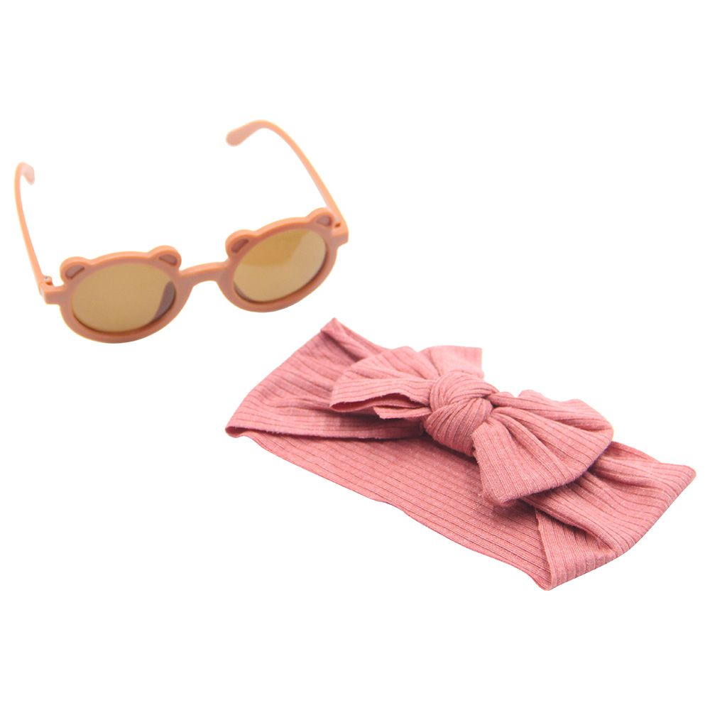 D' Daniela - Girls Ana Glasses & Headband Pack of 2 - Light Brown