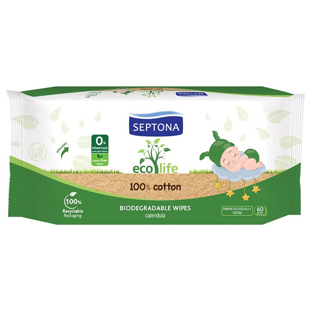 Septona - 100% Cotton Ecolife Baby Wipes - 60pcs