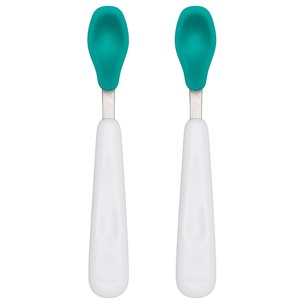 Oxo Tot - Feeding Spoon Set w/ Soft Silicone - Teal