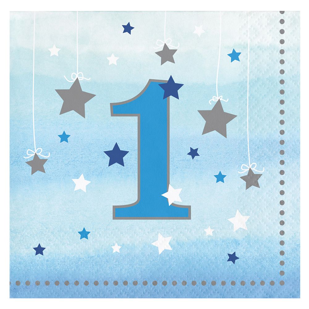 One Little Star Boy 1st Birthday Napkins - 16 pk
