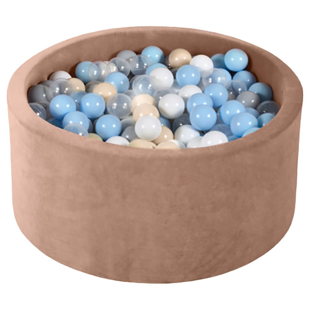 Ezzro - Round Ball Pit Velvet Mocha W/ 100 Balls - 90 x 40 cm