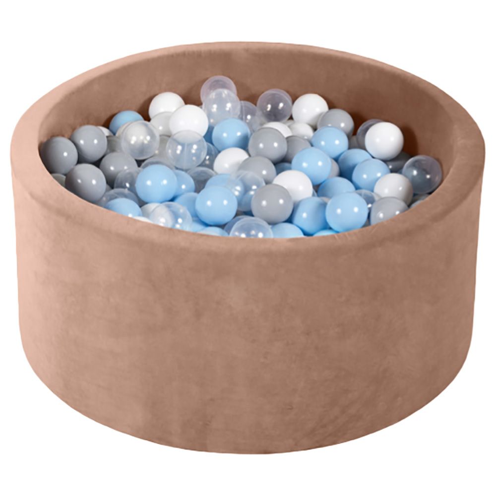 Ezzro - Round Ball Pit Velvet Mocha W/ 200 Balls - Brown