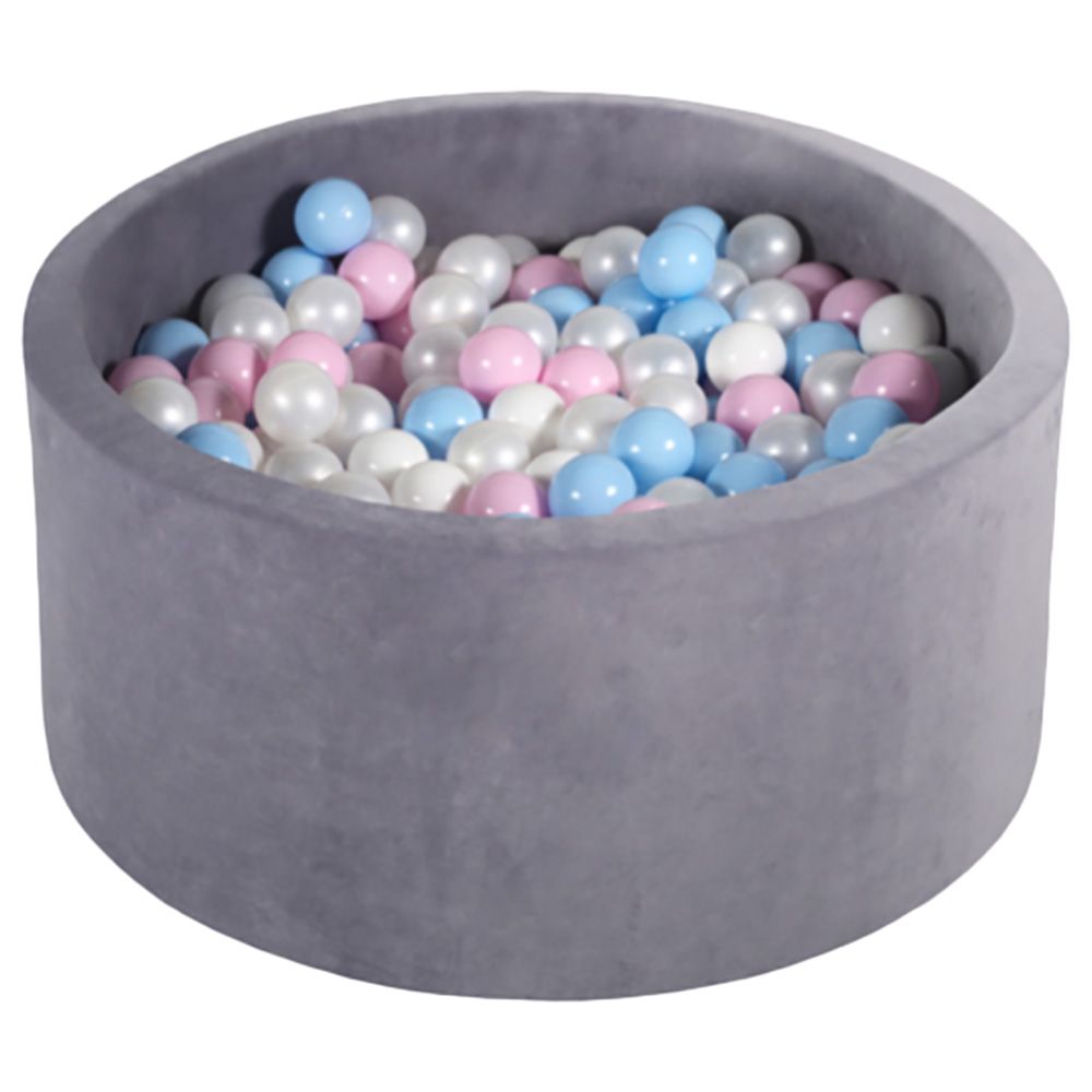 Ezzro - Round Ball Pit Velvet W/ 100 Balls - 90 x 40cm