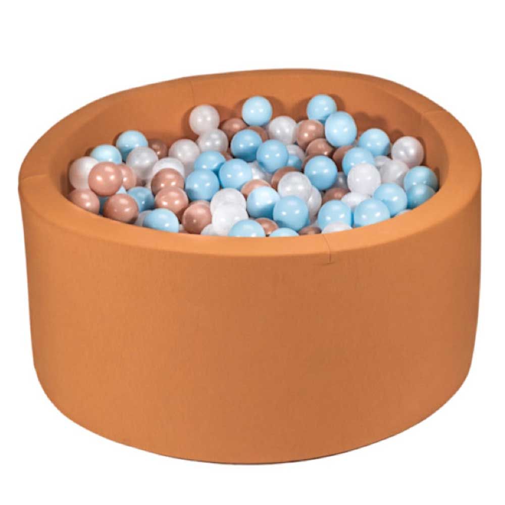 Ezzro - Brown Round Ball Pit w/ 200 Balls - 100X40 - Golden/White/Pearl
