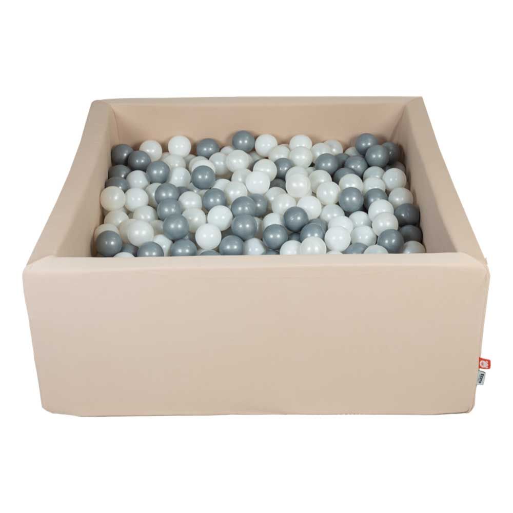 Ezzro - Beige Square Ball Pit w/ 400 Balls - Grey/Pearl/White