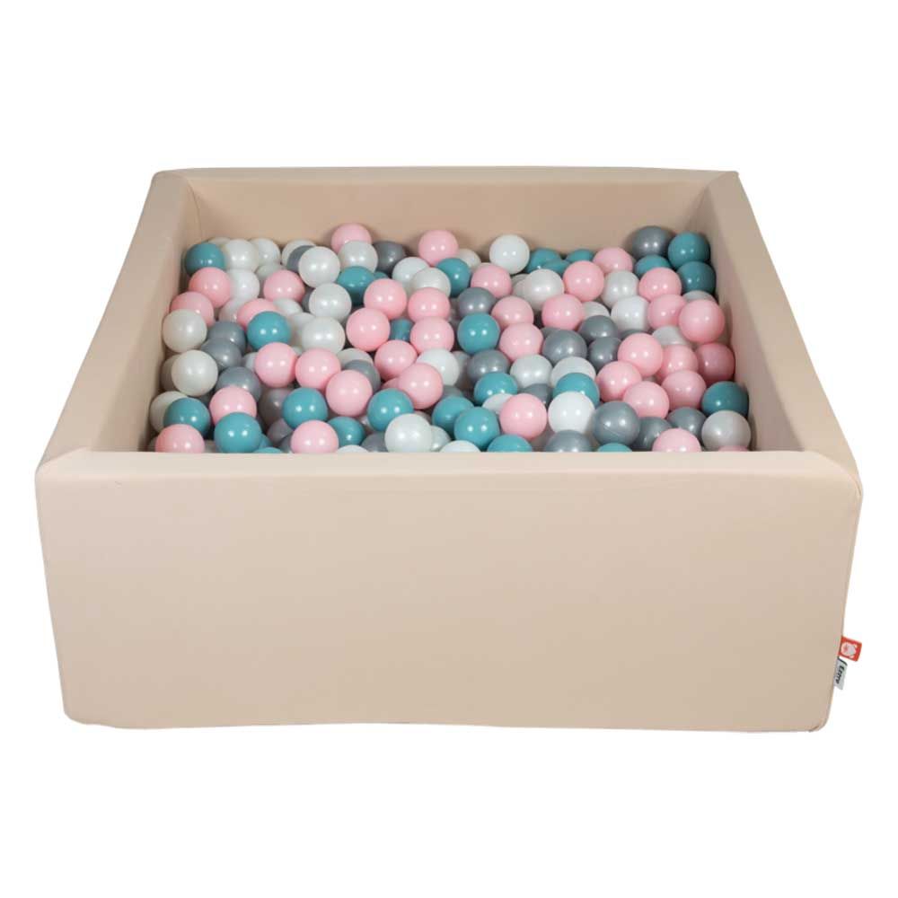 Ezzro - Beige Square Ball Pit w/ 400 Balls - Pearl/Silver/Pink/Blue