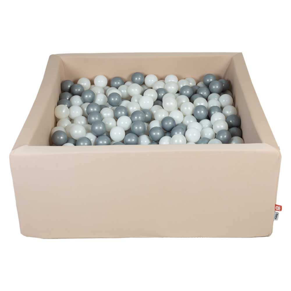 Ezzro - Beige Square Ball Pit w/ 600 Balls - Grey/Pearl/White