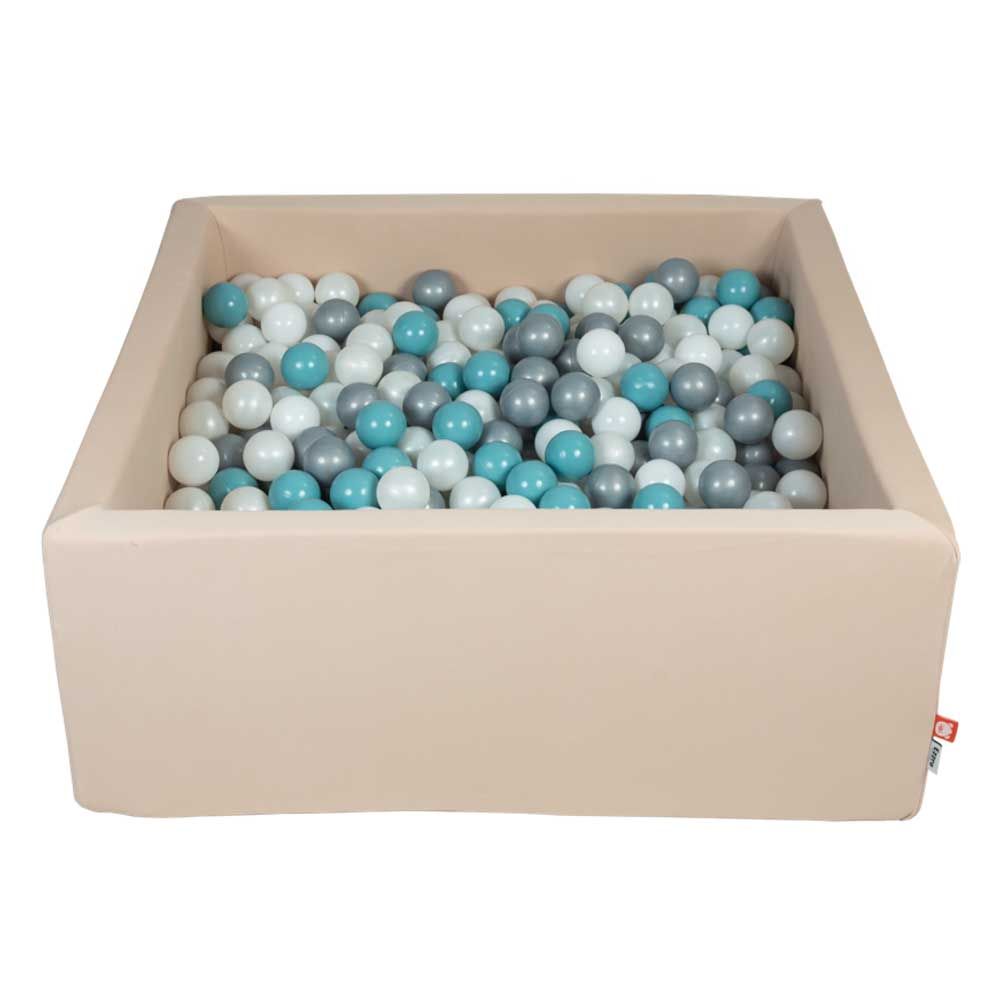 Ezzro - Beige Square Ball Pit w/ 600 Balls - Pearl/White/Blue/Grey