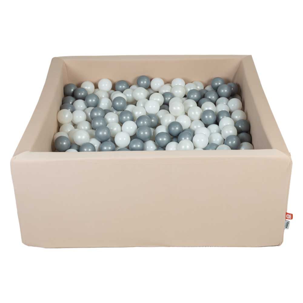 Ezzro - Beige Square Ball Pit w/ 300 Balls - Grey/Pearl/White