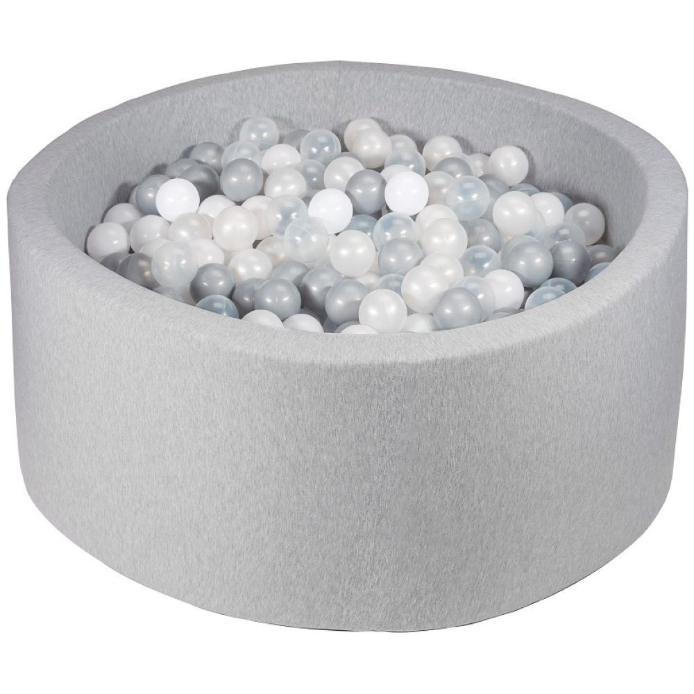 Ezzro - Round Ball Pit 90 x 40 cm W/200 Balls(Silver, Pearls, White)