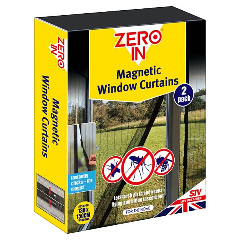 Stv - Zero In Magnetic Window Insect Curtain - Pack Of 2