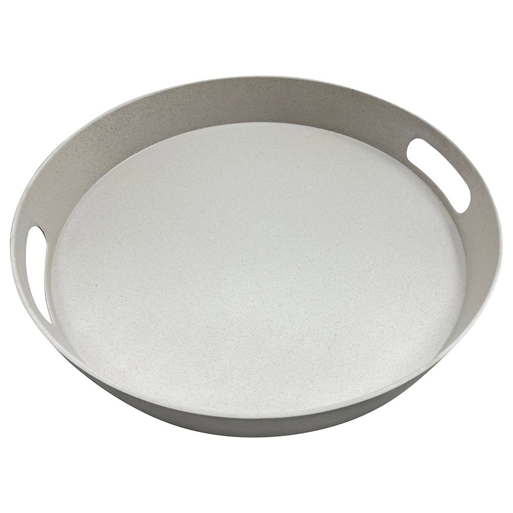 Excellent Houseware - Bamboo/Melamine Round Serving Tray - Grey