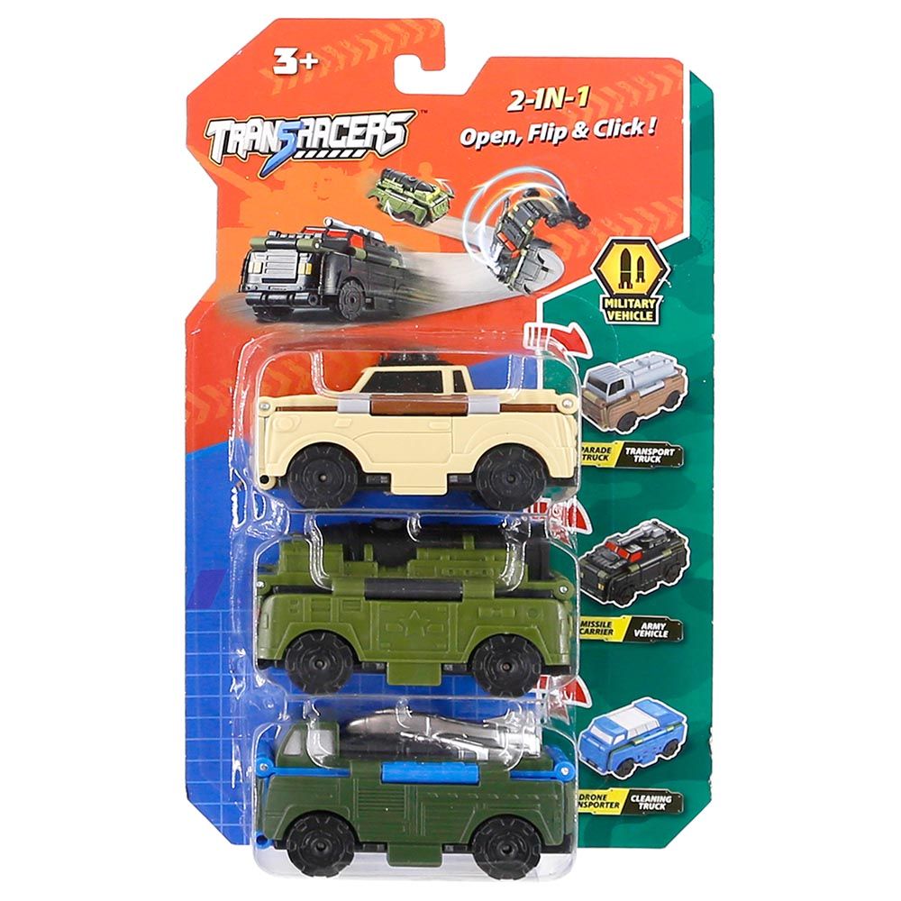Transracers - Blister Card Pack of Military Vehicle - 3pcs
