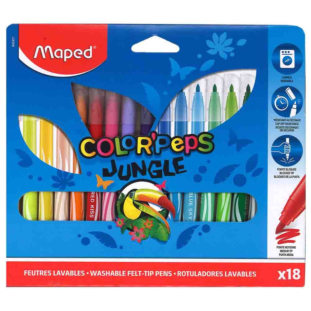 Maped - Color'Peps Washable Jungle Felt Tip Pen - Pack of 18