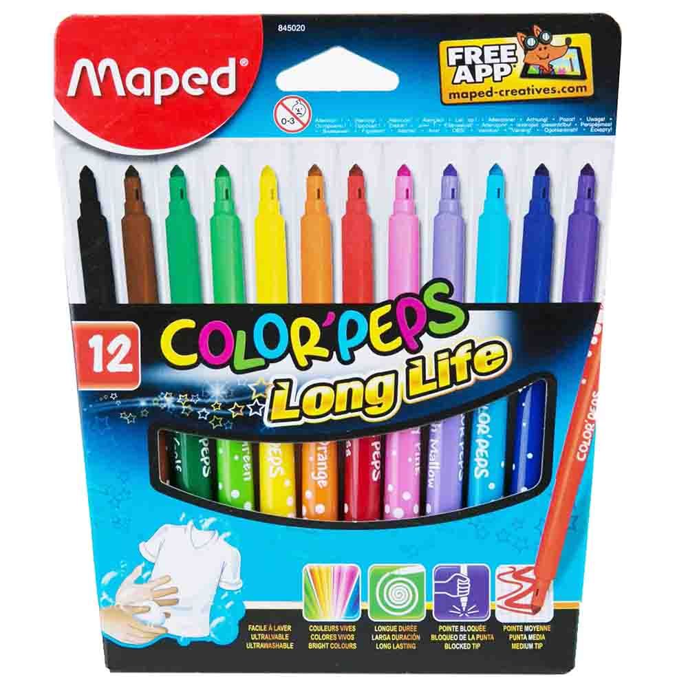 Maped - Color'Peps Long Life Medium Tip Markers - Pack of 12