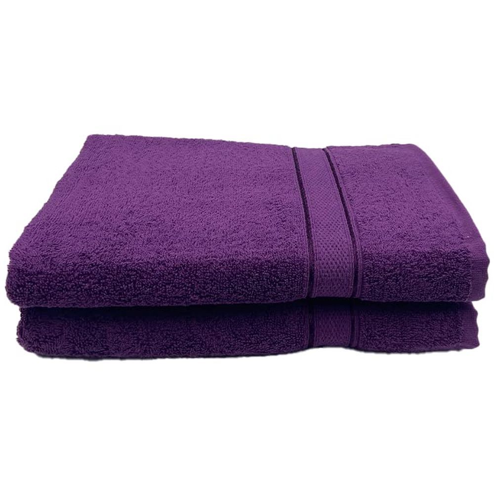 Byft - 100% Cotton Daffodil Bath Towel - 70X140Cm - Set Of 2 - Purple