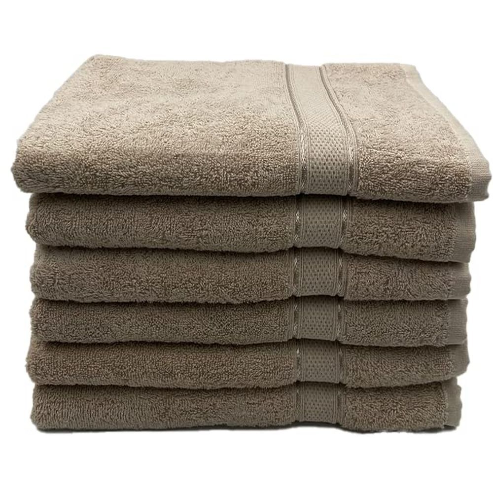Byft - 100% Cotton Daffodil Bath Towel - 70X140Cm - Set Of 6 - Light Beige