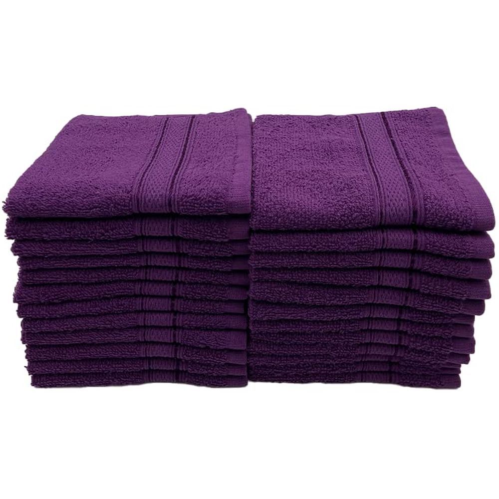 Byft - 100% Cotton Daffodil Washcloth - 30X30Cm - Set Of 24 - Purple