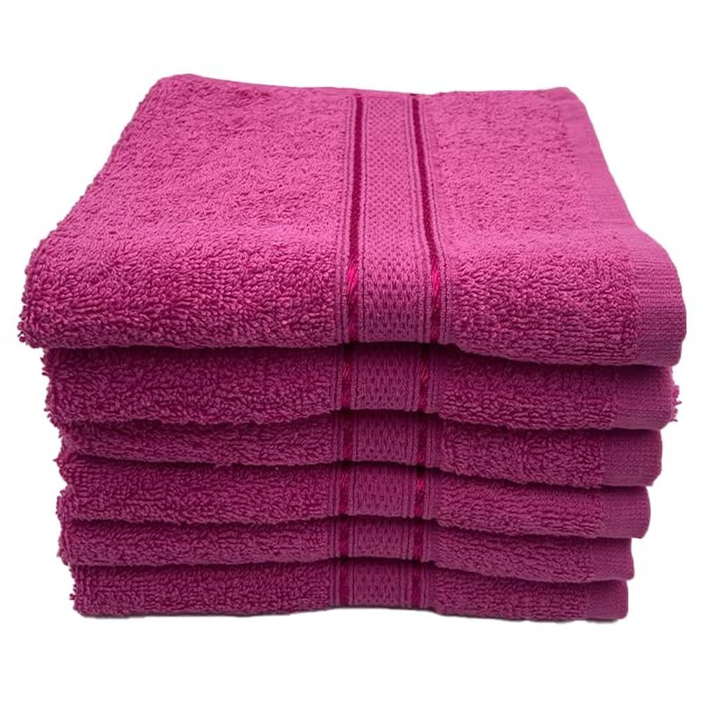 Byft - 100% Cotton Daffodil Hand Towel - 60X110Cm - Set Of 6 - Fuchsia Pink