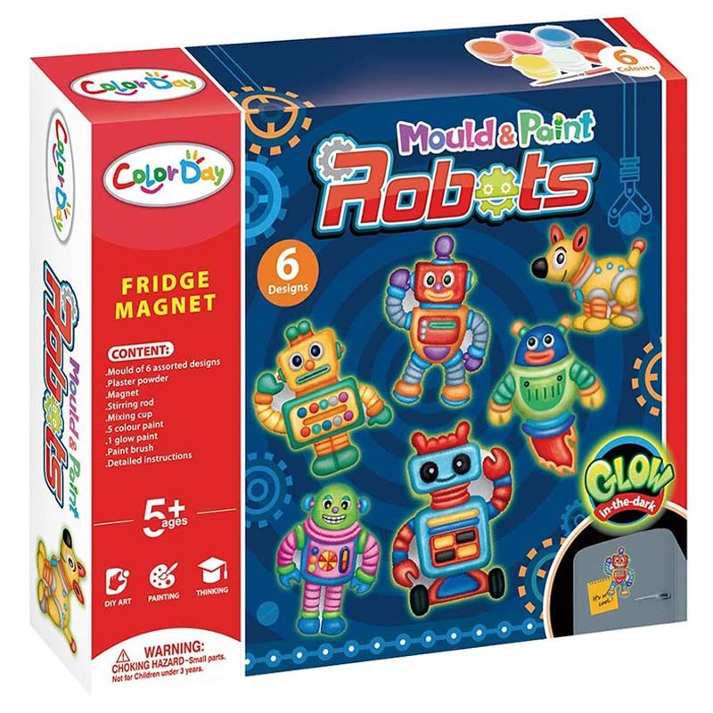 Brain Giggles - Mould & Paint Robot Fridge Magnet Craft Kit