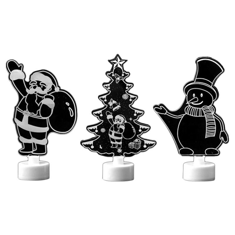 Party Propz - 3D Acrylic Table Lamp LED Christmas Decoration - Pack of 3