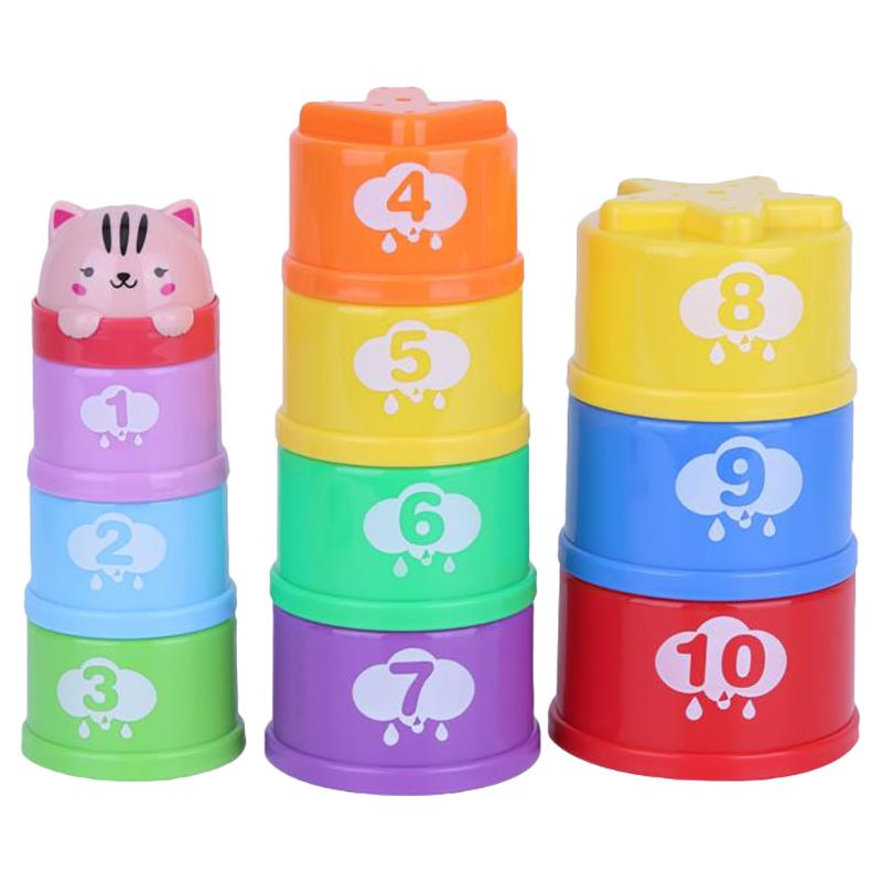 Goodway - Baby Stacking Cups Toy Colorful Educational Stacking Tower - Cat