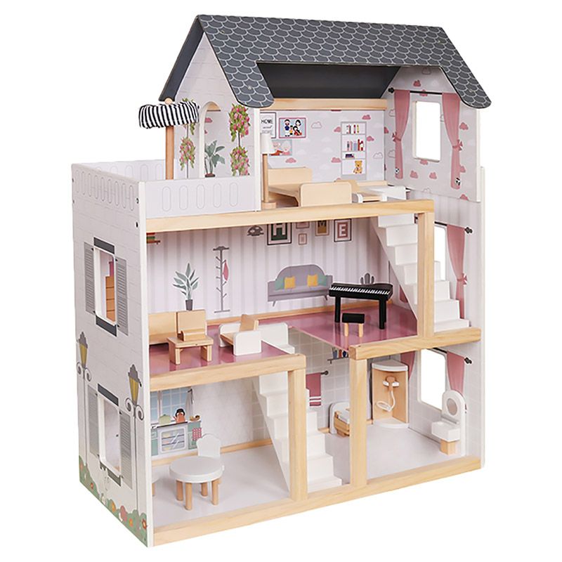 Little Angel - Kids Wooden Dollhouse Luxury Playset W/ Furniture
