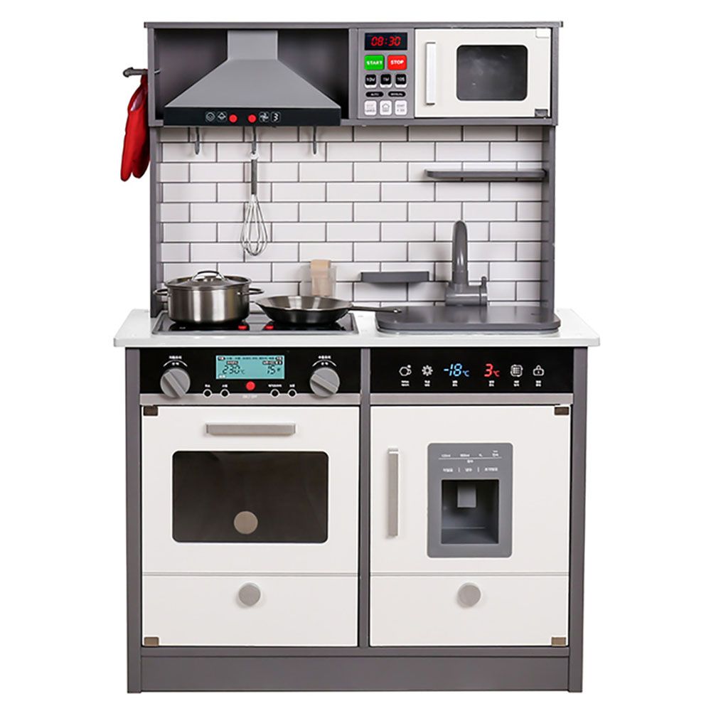 Little Angel - Wooden Kids Kitchen Playset W/ Accessories & Storage