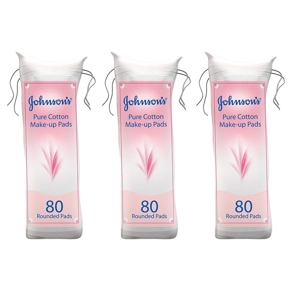 جونسون & جونسون - قطع قطن دائرية نقية - عدد 80 - 3 عبوات