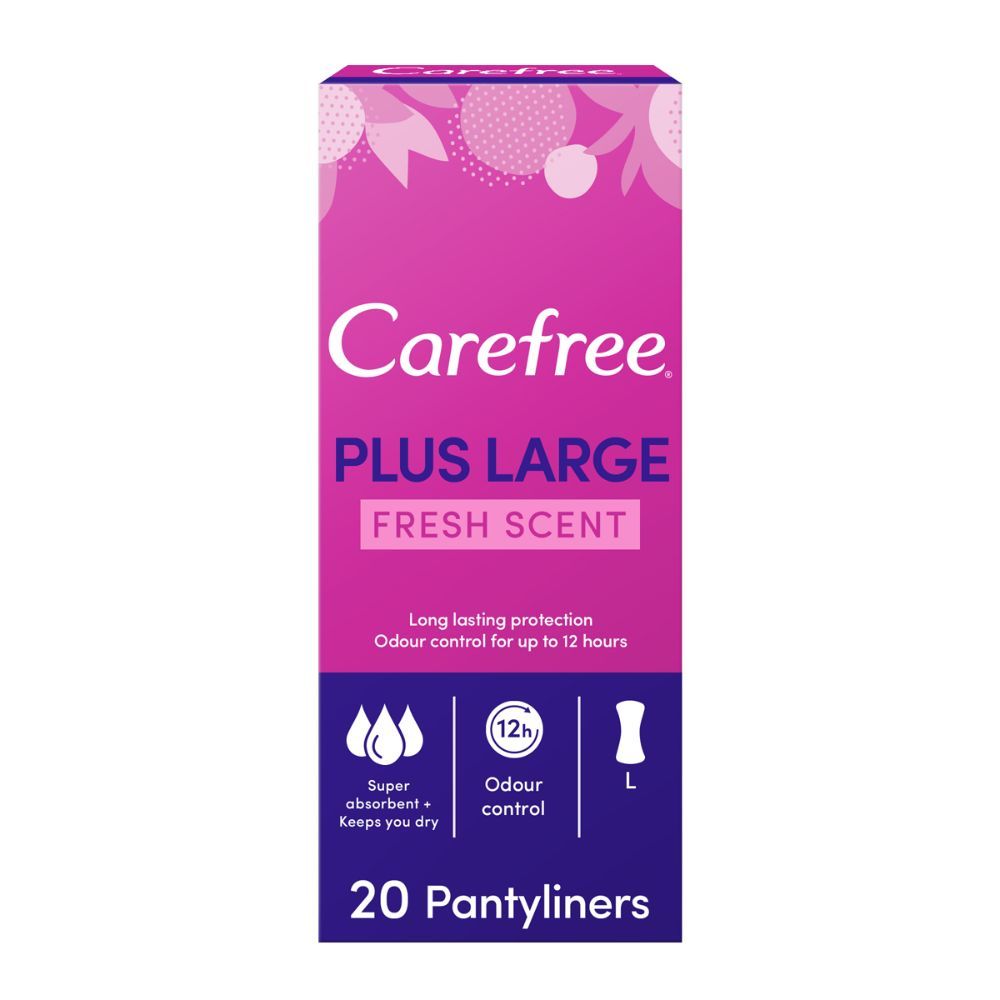 Carefree Panty Liners, Plus Large, Fresh Scent, Pack of 20