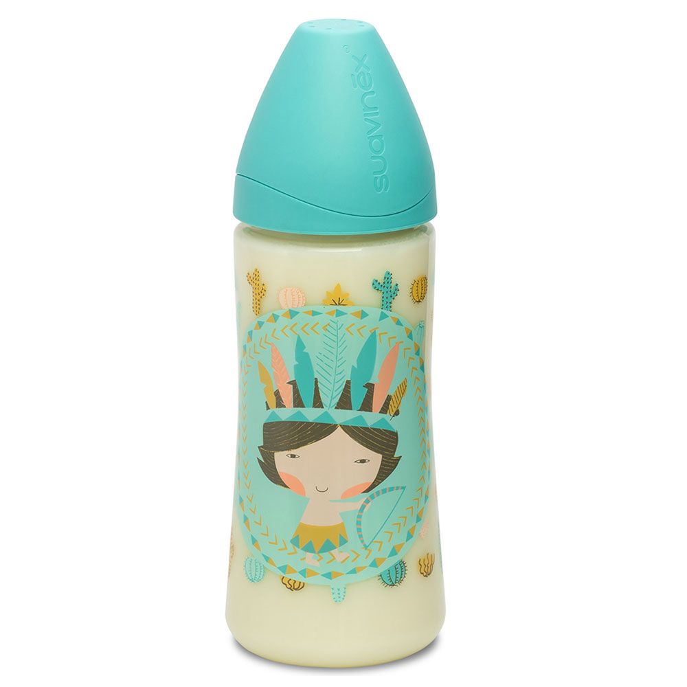Suavinex - WN Btle 360ml 3P Round Slcne Teat L +4m BluIndian