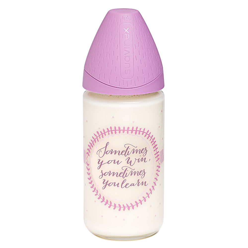 Suavinex - Meaningful Life Learn Glass Bottle Anatomic Tube 240ml - Purple