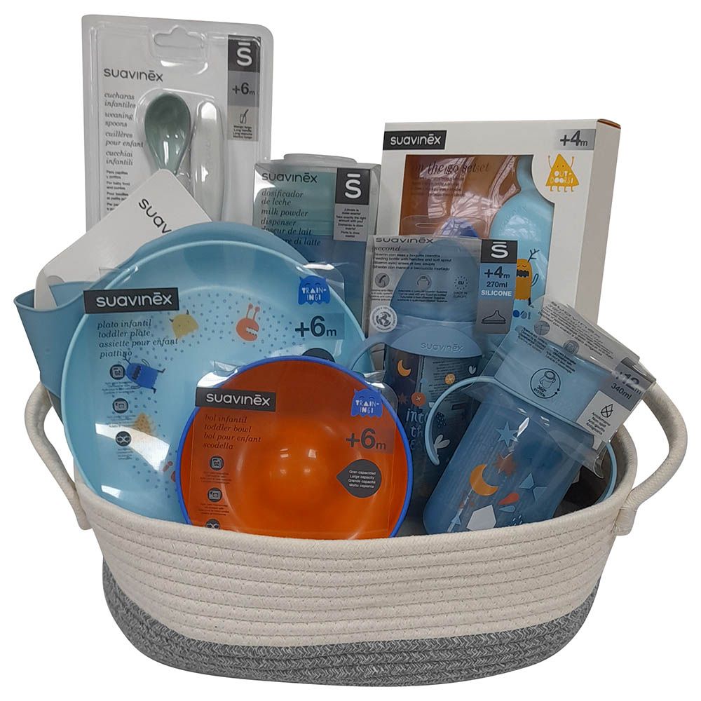 Suavinex - Toddler Baby Boy Feeding Basket Set - 8pcs