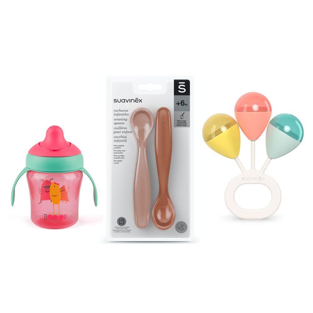 Suavinex - The Pink Boo Feeding Collection With Rattle