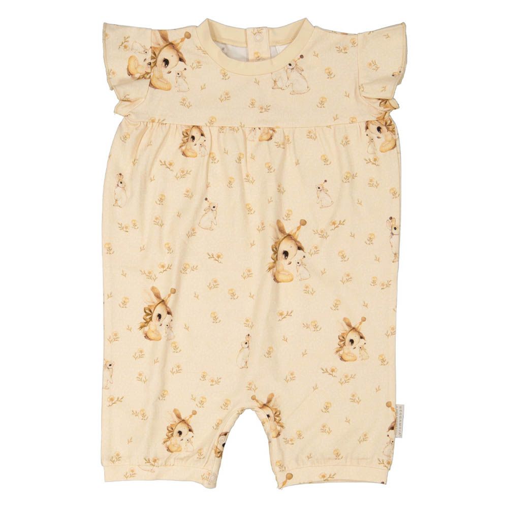 Geggamoja - Bamboo Frill Sleeves Romper - Beige