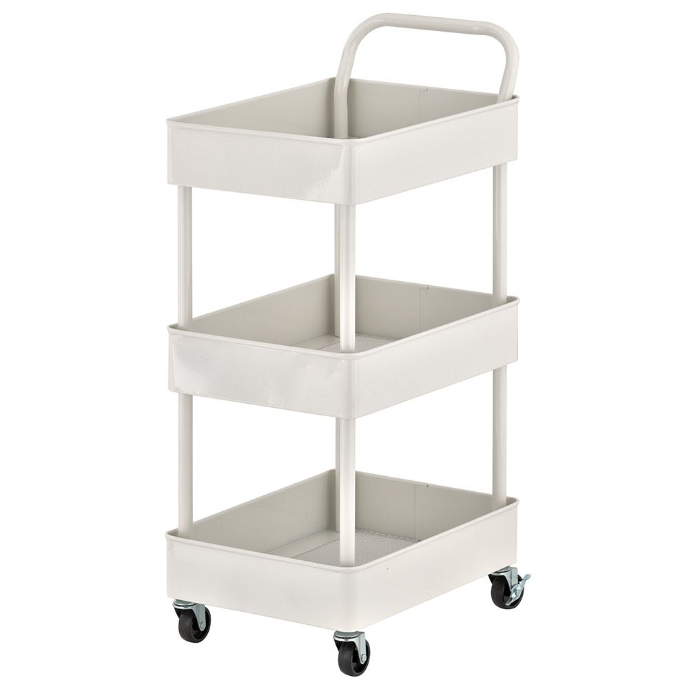 Zenments - 3-Tier Metal Storage Rolling Cart - Silver