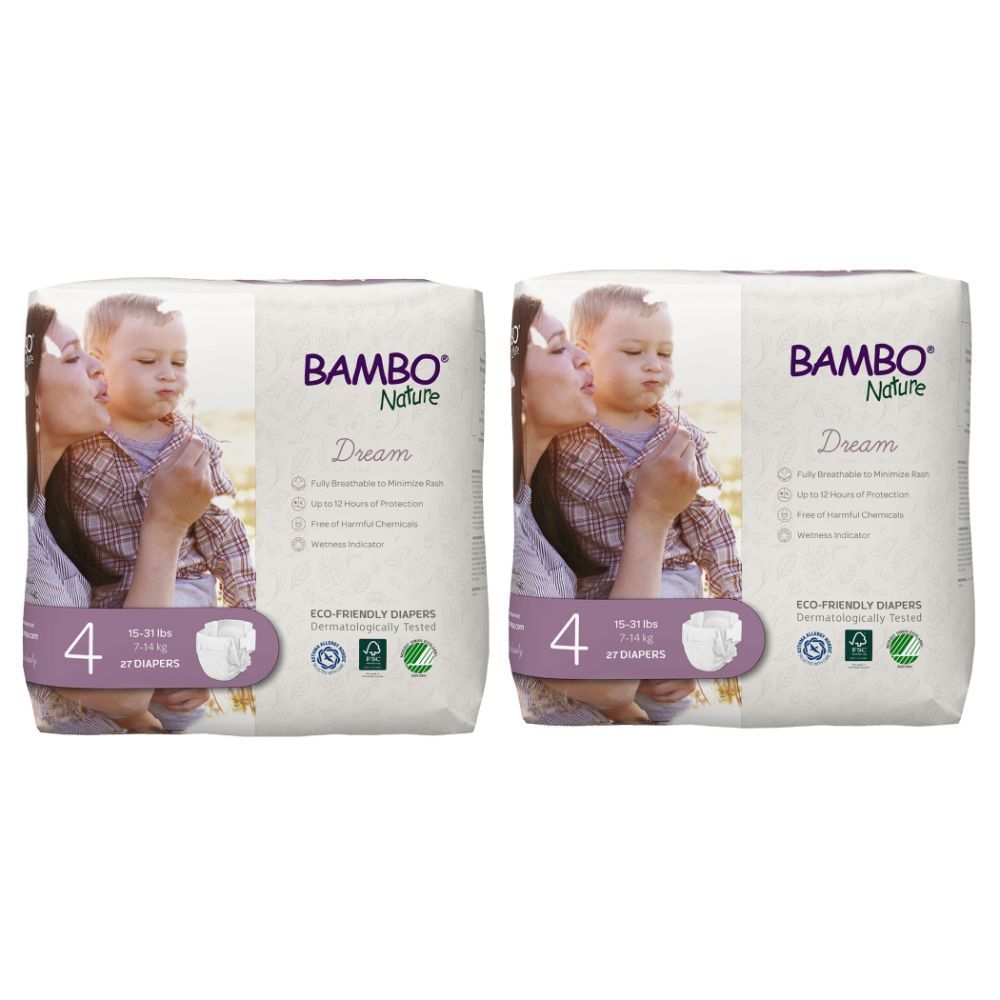 Bambo Nature Eco-Friendly Diapers, Size 4, 7-14Kg, 54Diapers,Value Pack