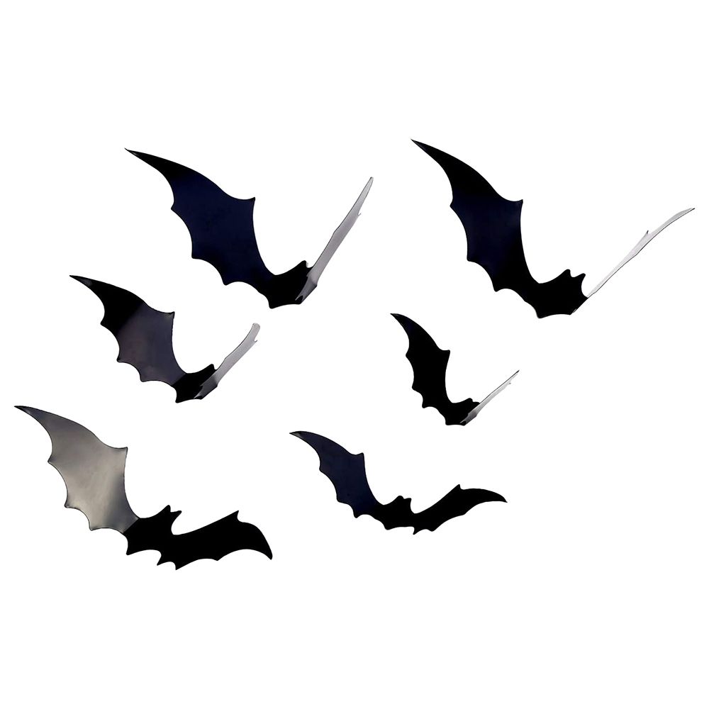 Highland - Halloween 3D Bat Wall Stickers - Black - 12pcs