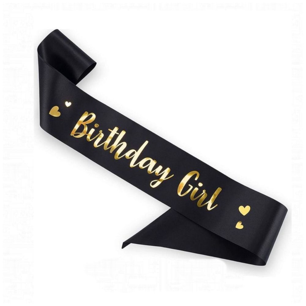 Highland - Black and Gold Birthday Girl Sash 