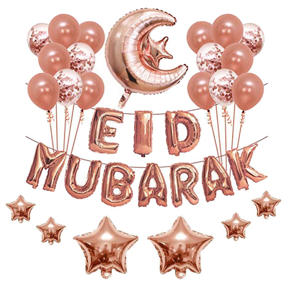 Highland - Eid Mubarak Balloon Decoration Set - 27pcs - Rose Gold